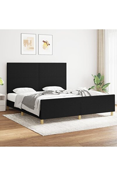 Concept Cadru de pat cu tăblie, negru, 180x200 cm, textil