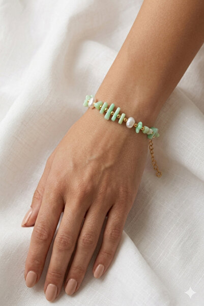 PETEK AKSESUAR Branch Coral Natural Stone Baroque Pearl Anklet Bracelet