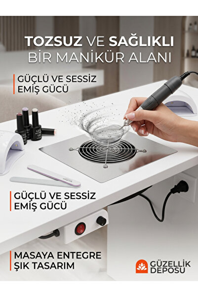 Güzellik Deposu Masaya Monte Olabilen Protez Tırnak Toz Çekme Cihazı Makinesi...