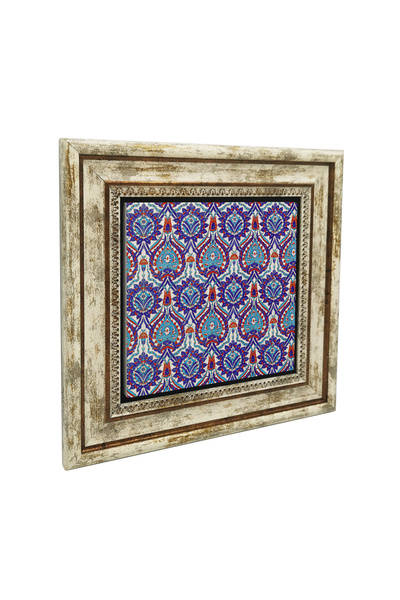 Sadrazam Iznik Tile Pattern (Rüstem Pasha Mosque) B Printed Natural Stone Tab...