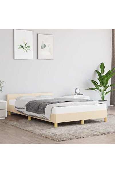 Concept Cadru de pat cu tăblie, crem, 120x200 cm, textil