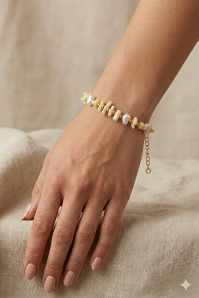 PETEK AKSESUAR Branch Coral Natural Stone Baroque Pearl Anklet Bracelet