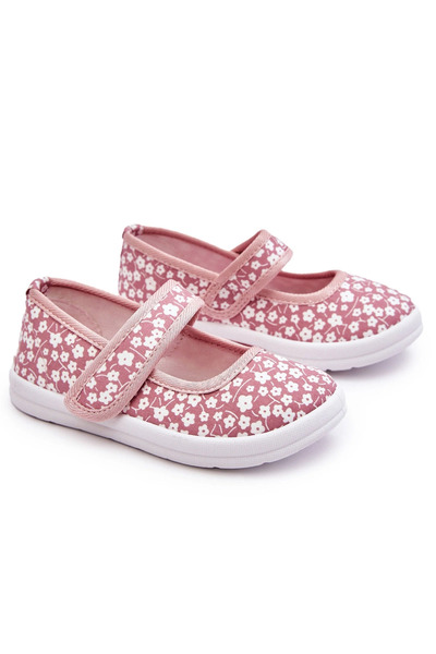 BOTO Children's Velcro Ballerinas In Print Pink Selah 23