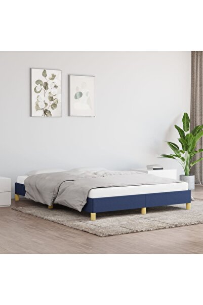 Concept Cadru de pat, albastru, 140x190 cm, material textil