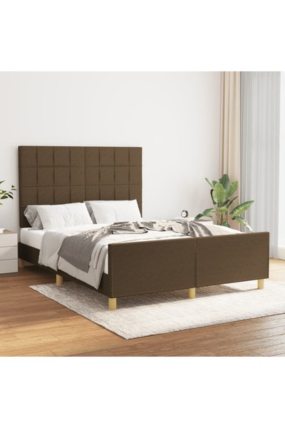 Concept Cadru de pat cu tăblie, maro închis, 140x190 cm, textil