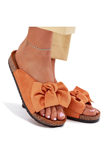 BOTO Women's Cork Sole Slippers With Bow Orange Seressa 38