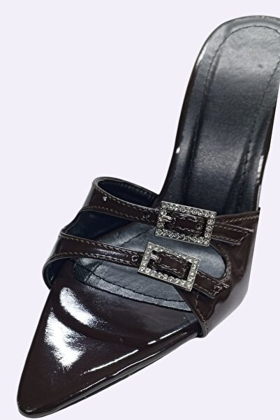 ForYou4 Women's Stone Detailed Double Strap 9 cm Thin