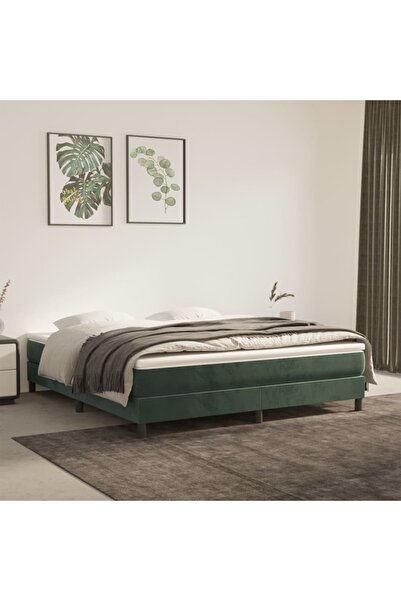 Concept Cadru de pat box spring, verde închis, 180x200 cm, catifea