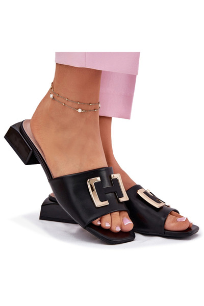 Vinceza Sandale elegante de damă cu platformă și detalii aurii 62229 Negru 39