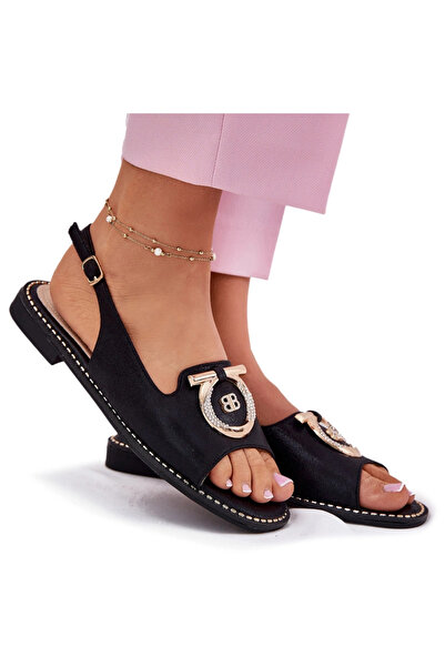 S.BARSKI Sandale elegante cu toc plat, model KV51-003, negru, 41