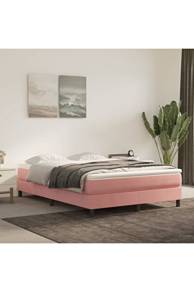 Concept Cadru de pat box spring, roz, 140x200 cm, catifea