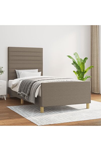 Concept Cadru de pat cu tăblie, gri taupe, 90x190 cm, textil