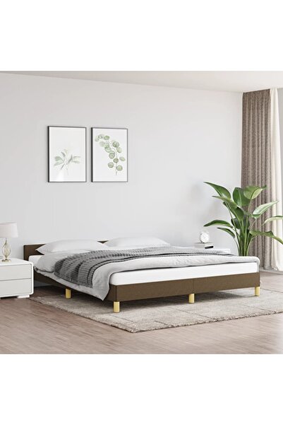 Concept Cadru de pat cu tăblie, maro închis, 180x200 cm, textil