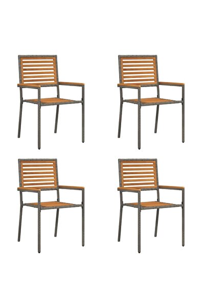 vidaxl Scaune de grădină stivuibile 4 pcs Maro și gri