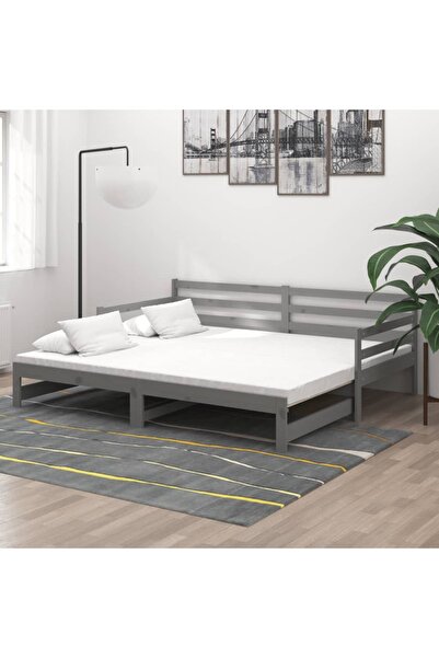 Concept Επεκτεινόμενο ανάκλιντρο, 2x(90x200) εκ., γκρι, μασίφ ξύλο πεύκου