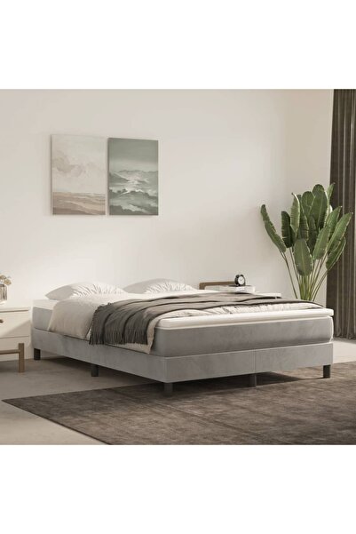 Concept Cadru de pat box spring, gri deschis, 140x200 cm, catifea