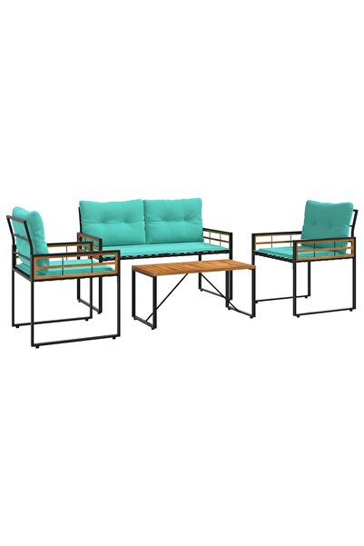 vidaxl Outdoor Furniture Set with Pillow 4 pcs Turquoise