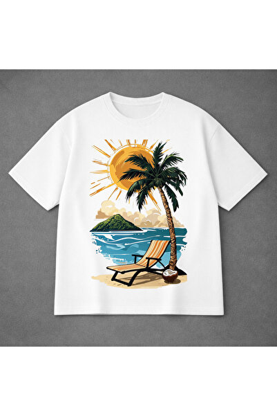 VODEXA Μπλουζάκι Unisex Oversize με στάμπα HOLIDAY, 100% βαμβακερό, άνετη εφα...