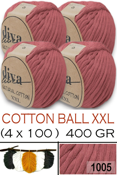 Diva İplik Bumbac natural XXL - 4 mm, șuvițe de macrameu fire - 1005 (Pachet ...