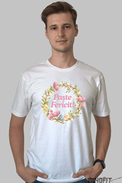 GILDAN Happy Easter T-Shirt Wreath of Magnolias and Colored Eggs