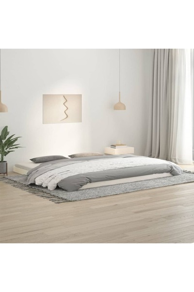 Concept Σκελετός κρεβατιού, λευκό, 200x200 εκ., μασίφ ξύλο πεύκου