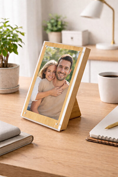 PLEXIROM Rama foto magnetica inclinata L 10 x H 15 cm, Format A6 Portret, acr...