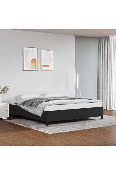 Concept Cadru de pat, negru, 180x200 cm, piele ecologică