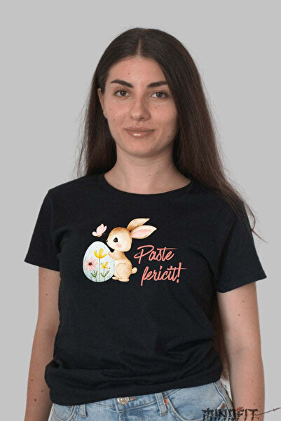 GILDAN Happy Easter T-Shirt Playful Bunny With Egg And Butterfly