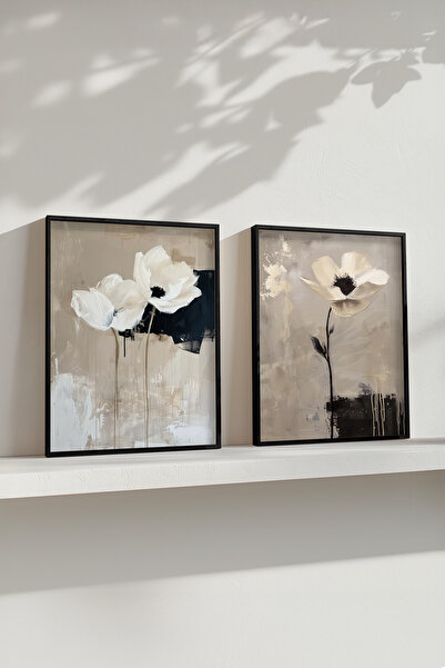 STARYUNA Λευκό λουλούδι με μαύρο ξύλινο πλαίσιο Μινιμαλιστικό Σετ ζωγραφικής ...