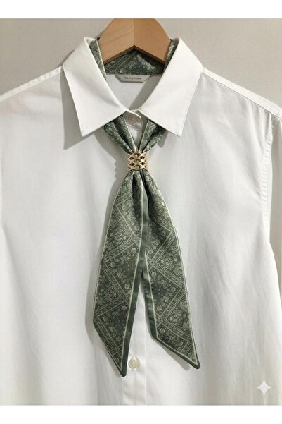 alinastore ETNİK D منقوش وشاح رفيع بمشبك وشريط باندانا (6x130 سم)