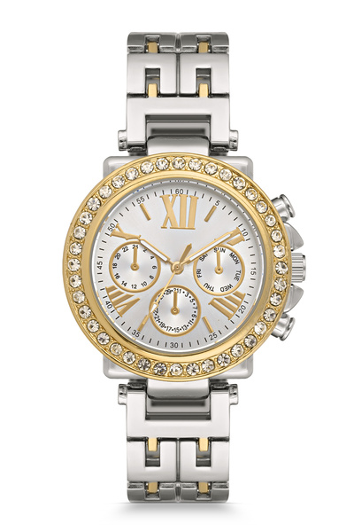 Newera Watch Metal Cord Roman Numeral Detailed Stone Women's Wristwatch