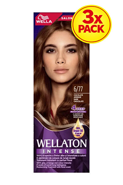 Wellaton 3x PACHET Vopsea de păr permanentă 6/77 Ciocolată neagră, 110ml