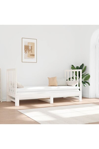 Concept Επεκτεινόμενο ανάκλιντρο, λευκό, 2x(90x190) εκ., μασίφ ξύλο πεύκου