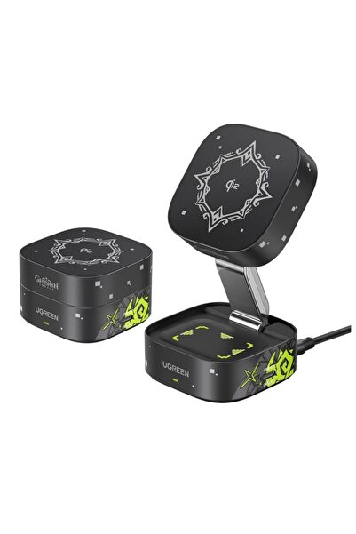 Ugreen Încărcător wireless pliabil 2 în 1, 15 W, USB-C, MPP, cablu de 1 m, W7...