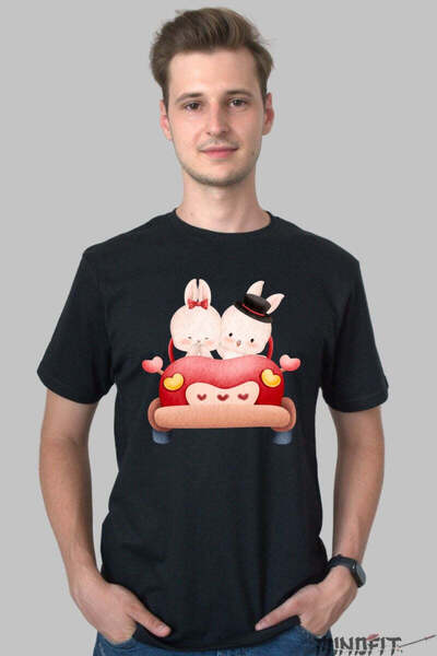 GILDAN Tricou Cuplu Iepurasi In Masina
