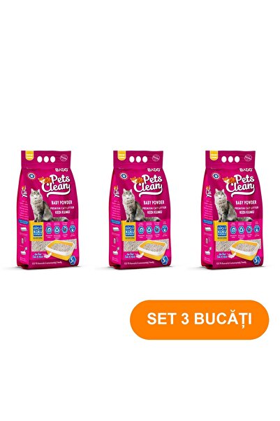 Bado SET 3 BUCĂȚI - AȘTERIER PENTRU PISICI 5L BENTONITĂ CU AROMĂ DE PUDRĂ PEN...