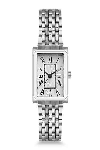 Newera Watch Metal Cord Roman Numeral Detailed Rectangular Women's Wristwatch