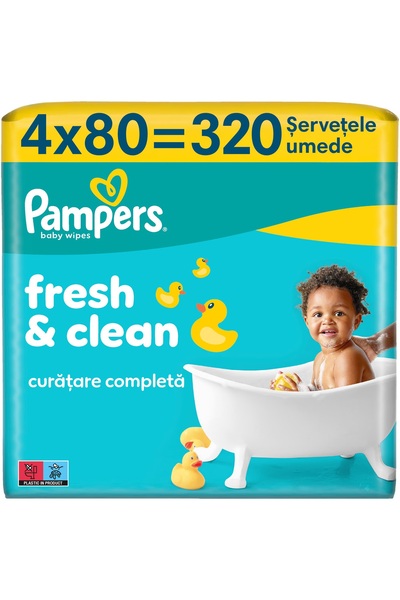 Pampers SET 4x80buc Servetele umede Fresh Clean