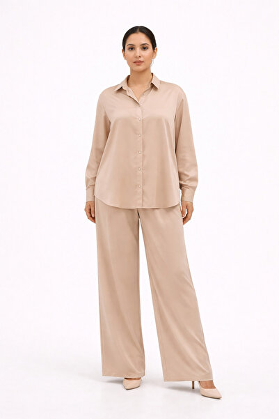 Borncelebs Mocha Brown Two Piece Set in All Seasons Fabric Satin Silk