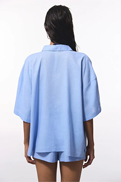 Penti Beachwear Light Blue Natural Linen Shirt