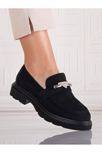 CAROLIE Women's Casual Black Shoes Made of Sudera Suede -Leather, Size 39