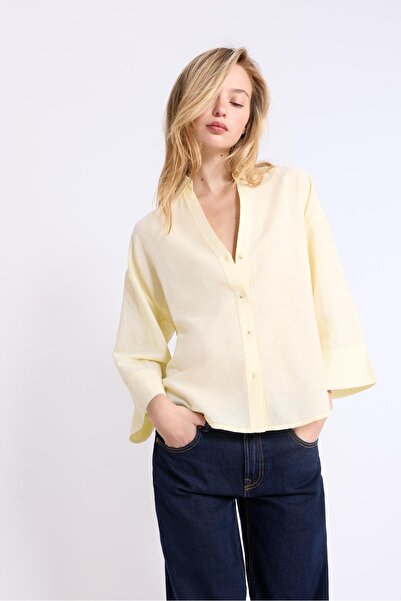 Stradivarius Keten görünümlü yarasa kollu gömlek