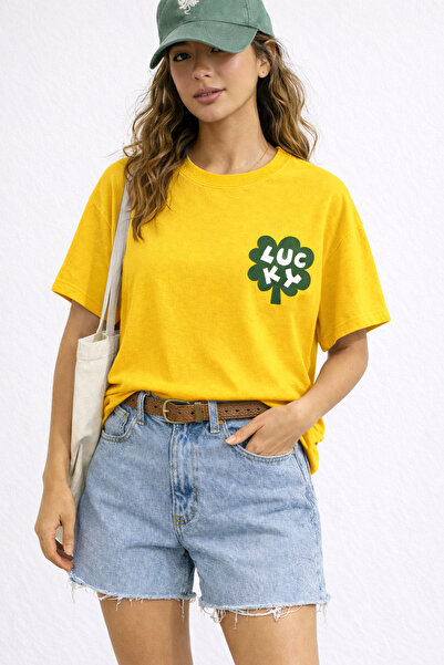 ArtYus Lucky Yonca Printed Unisex Oversized T-Shirt – Minimal Design Cotton C...