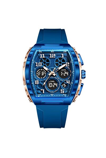 Lige Men's Watch FB0096 – Tonneau Luxury, Dual Display, Waterproof 3BAR, Sili...