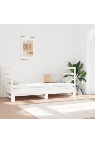 Concept Επεκτεινόμενο ανάκλιντρο, λευκό, 2x(90x190) εκ., μασίφ ξύλο πεύκου