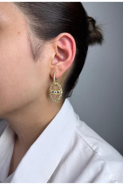 ANKA JEWELLRY Eye Model Zircon Stone Hanging Gold Women's Earrings