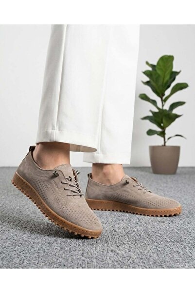 homiro Women's Lace-Up Casual Suede Shoes - Mink