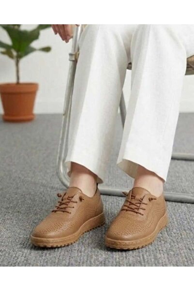 homiro Women's Lace-Up Casual Suede Shoes - Tan