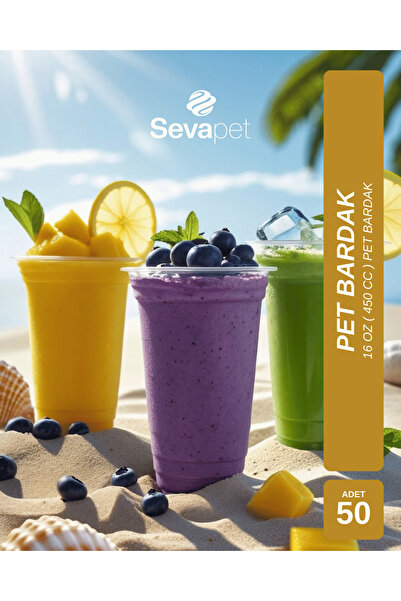 SEVAPET 16 OZ (450 CC) PET BARDAK 50 ADET / SOĞUK İÇECEK BARDAĞI