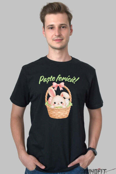 GILDAN Tricou Paste Fericit Iepuras In Cosul De Oua Cu Funda